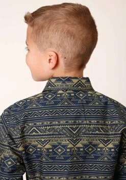 Boy's Roper Navy Aztec Stripe Long Sleeves #03-030-0067-1010 -Western Kidz Sales 14cdbbe9437c4e4d074c7fa716b51ccf