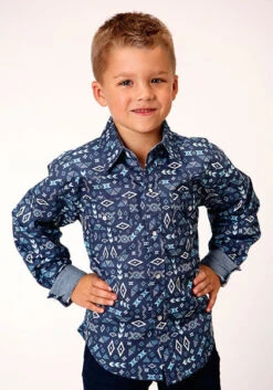 Boy's Roper Snap Front Shirt #03-030-0064-4043BU