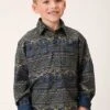 Boy's Roper Navy Aztec Stripe Long Sleeves #03-030-0067-1010 -Western Kidz Sales 4d50f0f3b501e387d0b31c081546ad23
