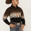 Boy's Panhandle Ombre Snap Long Sleeve Shirt #PHBSOSR0AM -Western Kidz Sales 64f5f54658efe0c082d91eec80abadf3