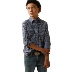 Boy's Ariat Haddington Retro Fit Snap Front Shirt #10043718